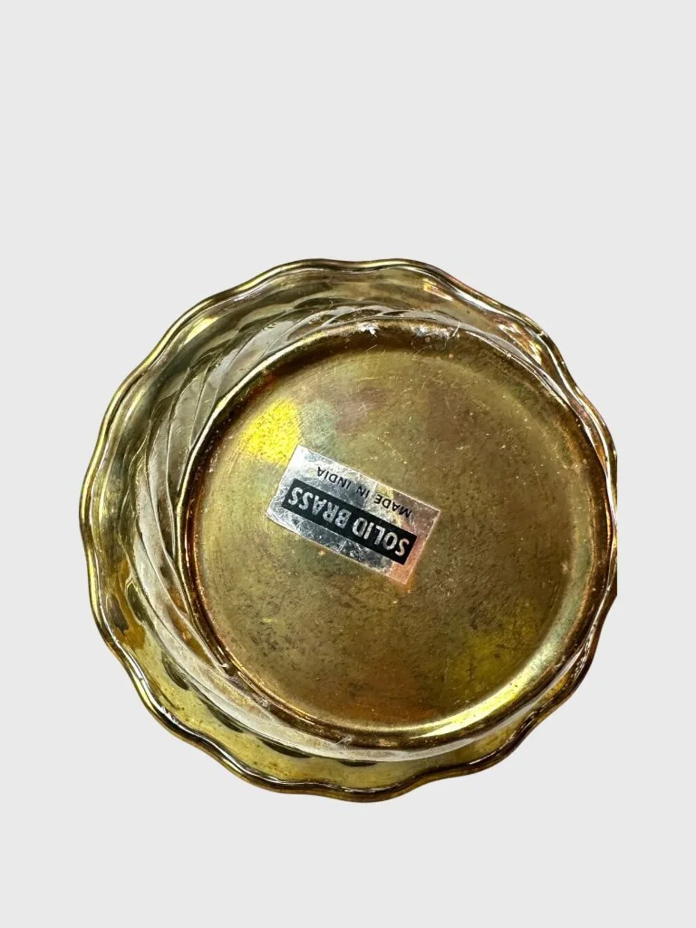Solid Brass Decorative Basket Set With Handles - Made In India - Vintage Texture